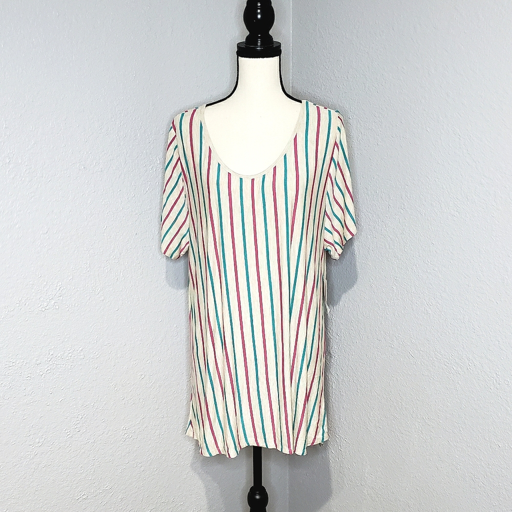 NWT Lularoe Classic Tee Blue and Pink Striped